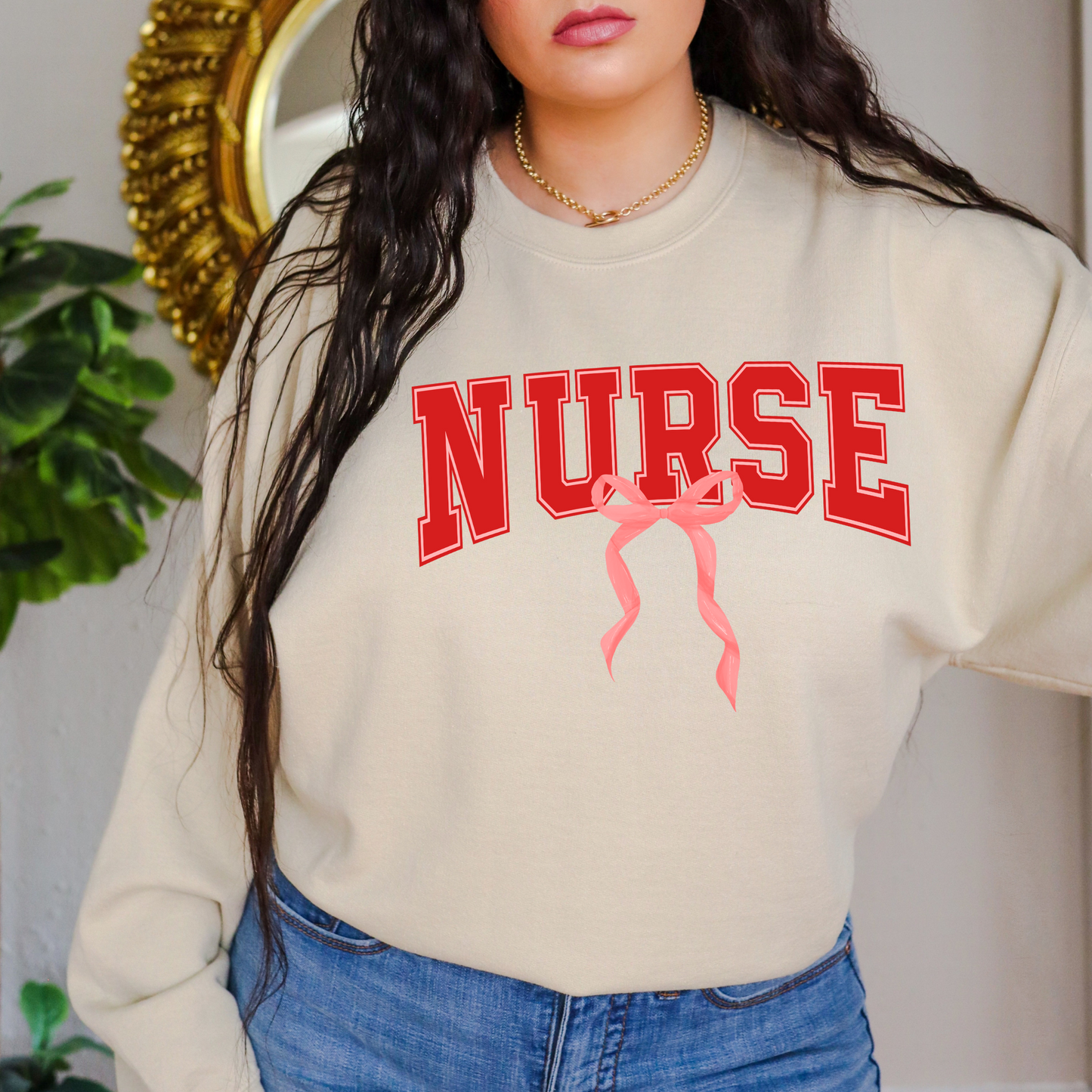 Nurse Red Bow Crewneck Sweatshirt