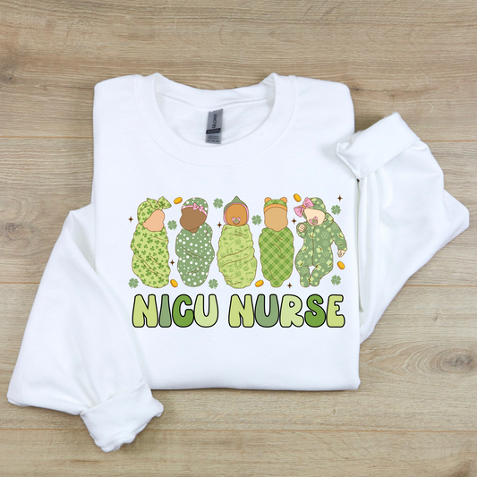 NICU nurse St. Patrick's Day crewneck sweatshirt