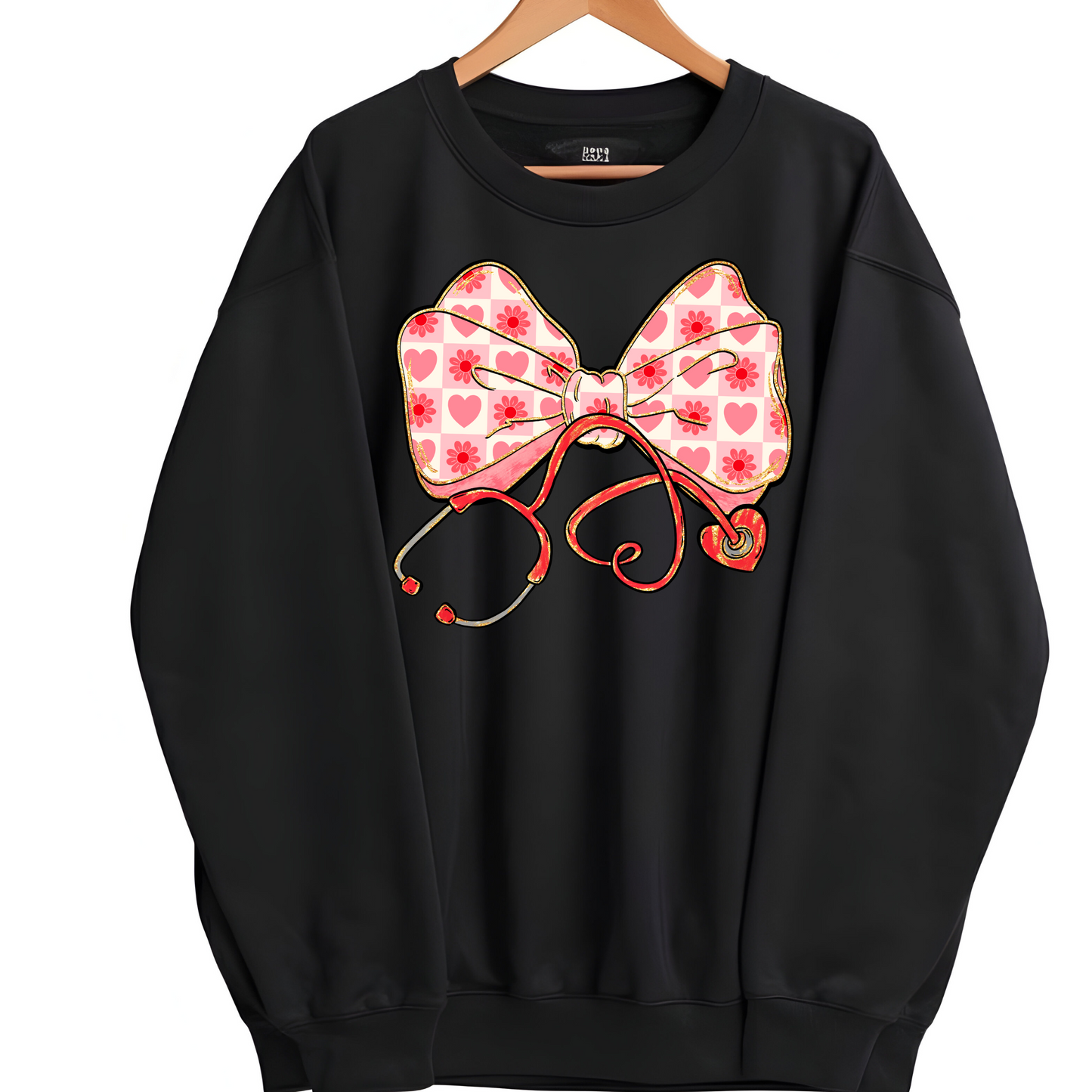 Valentine's Day Nurse Bow Stethoscope Sweatshirt