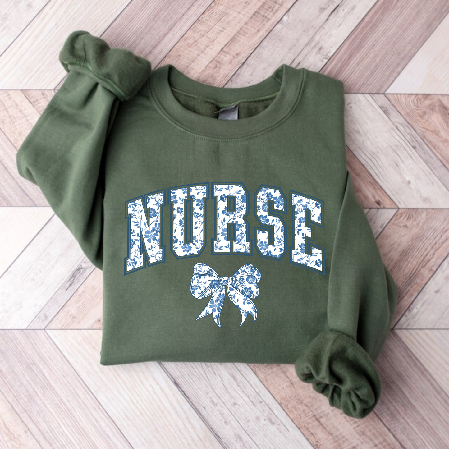 Nurse Toile Bow Crewneck Sweatshirt