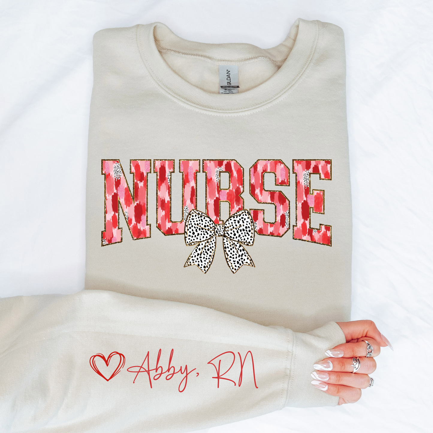 Valentine's Day Nurse Sweatshirt Custom Sleeve