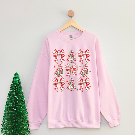 Christmas Cake Coquette Bow Christmas Crewneck Sweatshirt