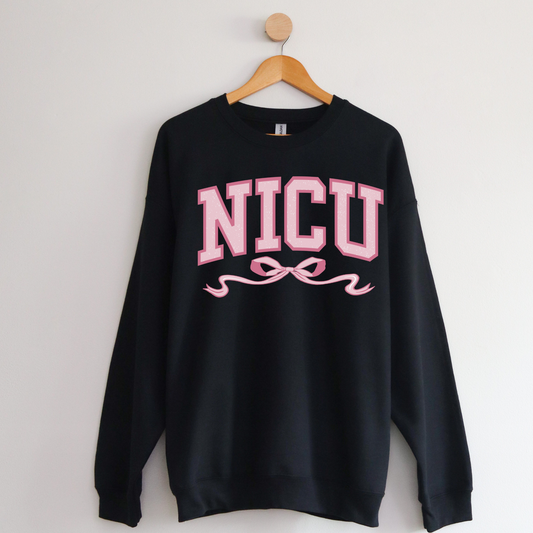 NICU Pink Bow crewneck sweatshirt