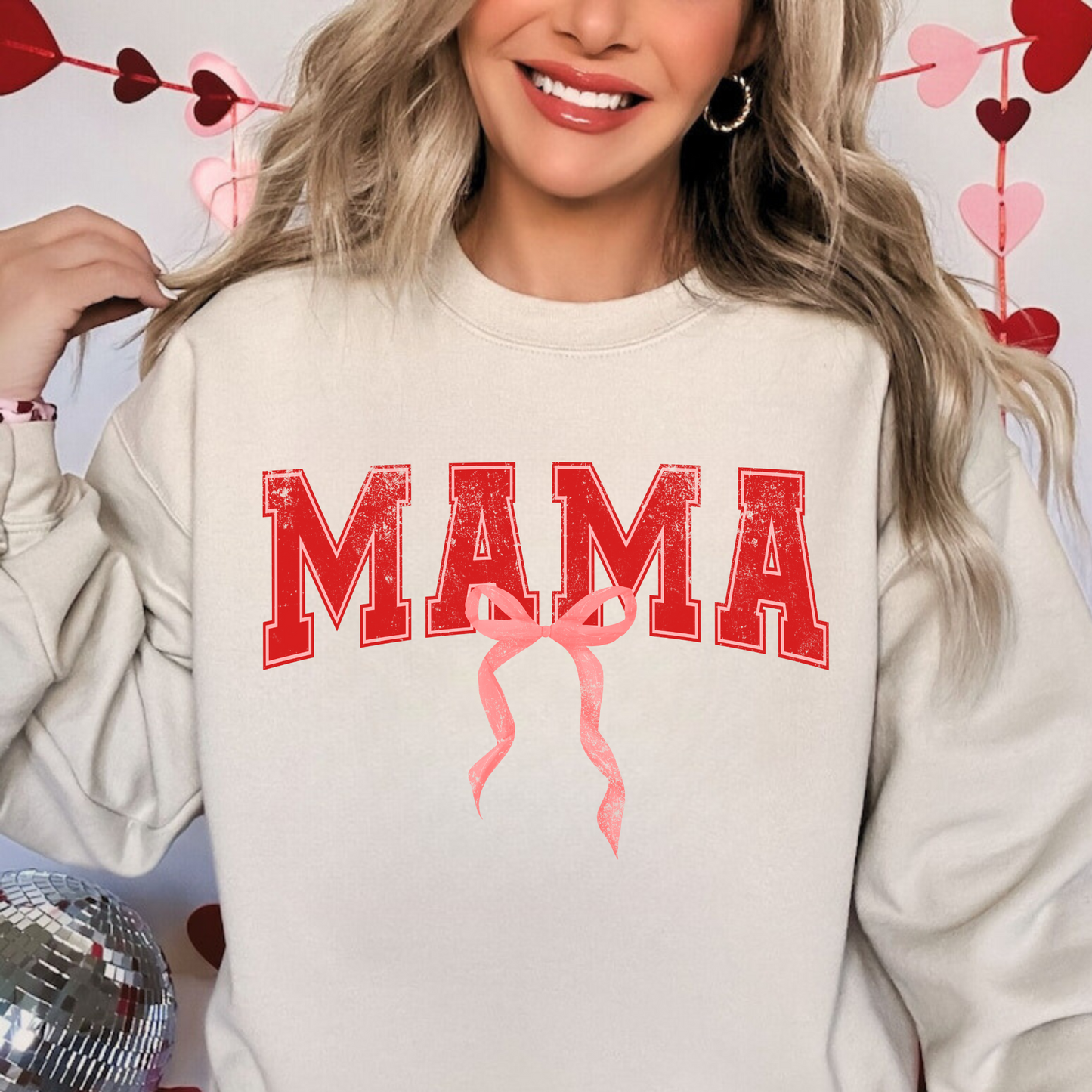 Valentine's Day Mama Bow Crewneck Sweatshirt