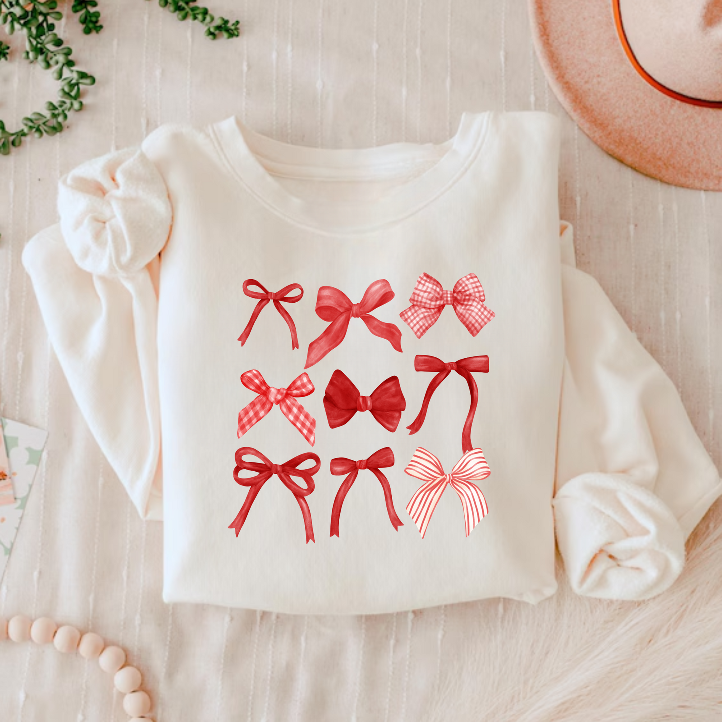 Coquette Bow Collage Valentine's Day Crewneck Sweatshirt