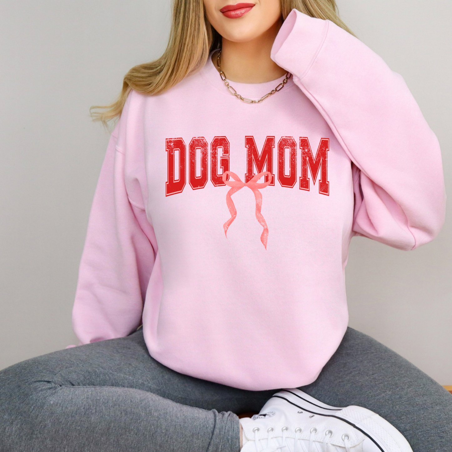 Dog Mom Valentine Bow | Valentine's Day Sweatshirt