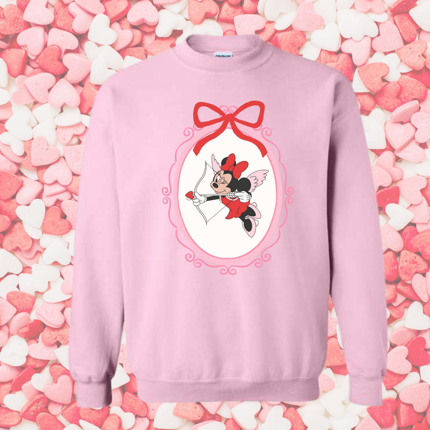 Girl Mouse Cupid Valentine Crewneck Sweatshirt