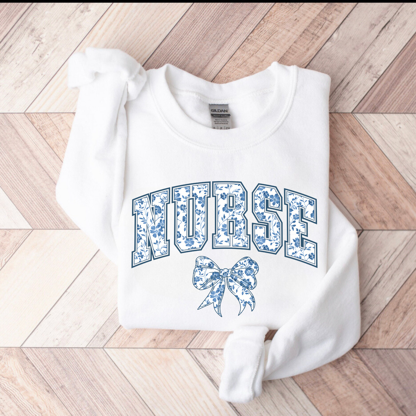 Nurse Toile Bow Crewneck Sweatshirt