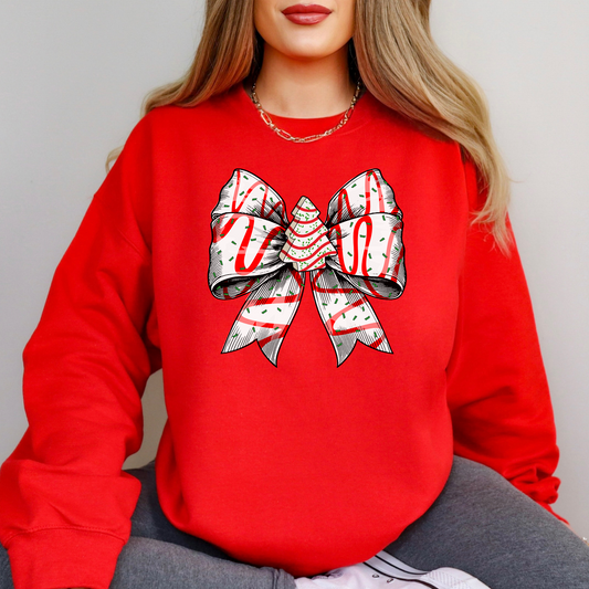 Christmas Cake Coquette Bow Christmas Crewneck Sweatshirt