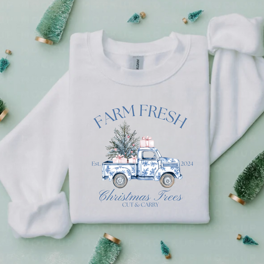 Preppy Chinoiserie Christmas Tree Farm Sweatshirt