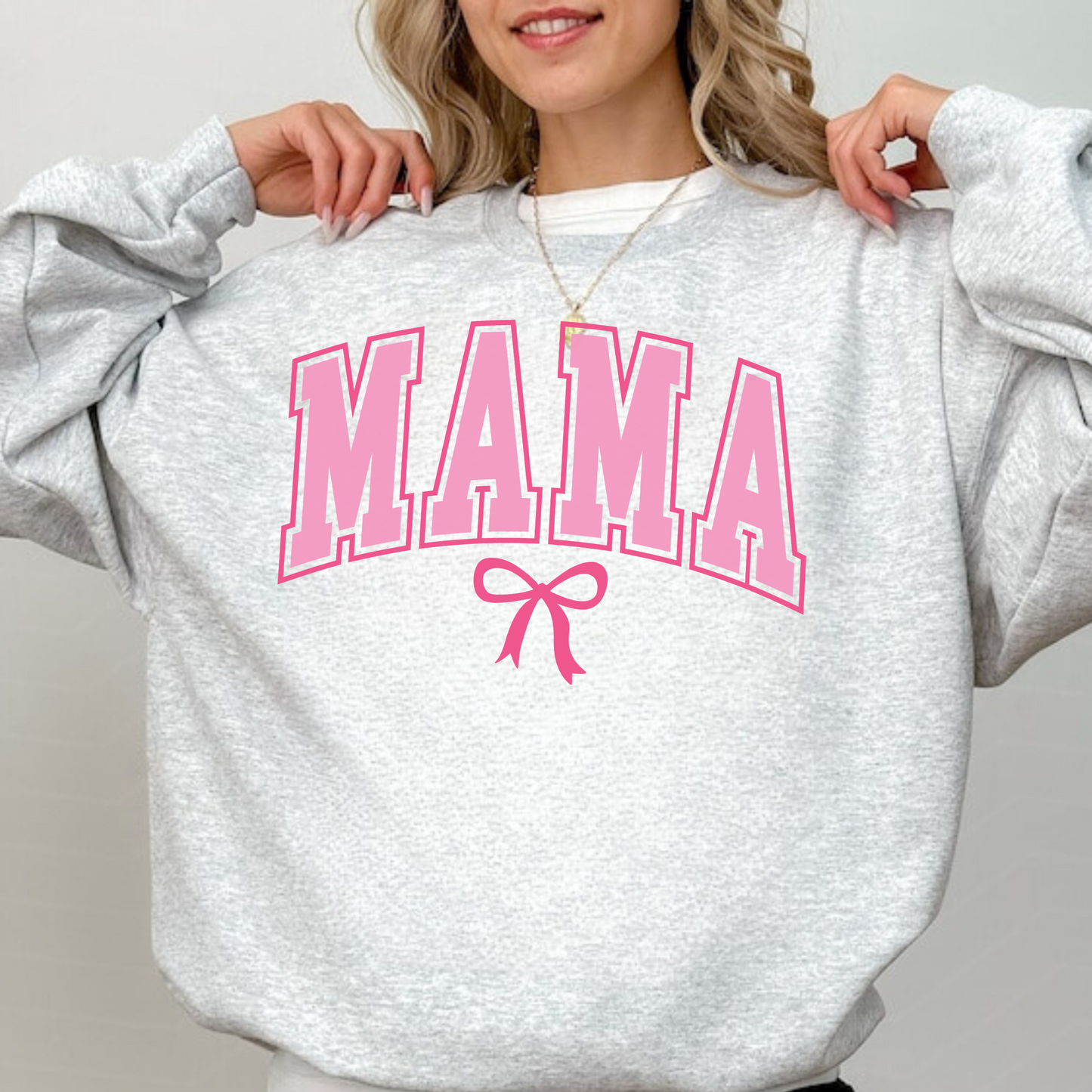 Pink Bow Mama Crewneck Sweatshirt