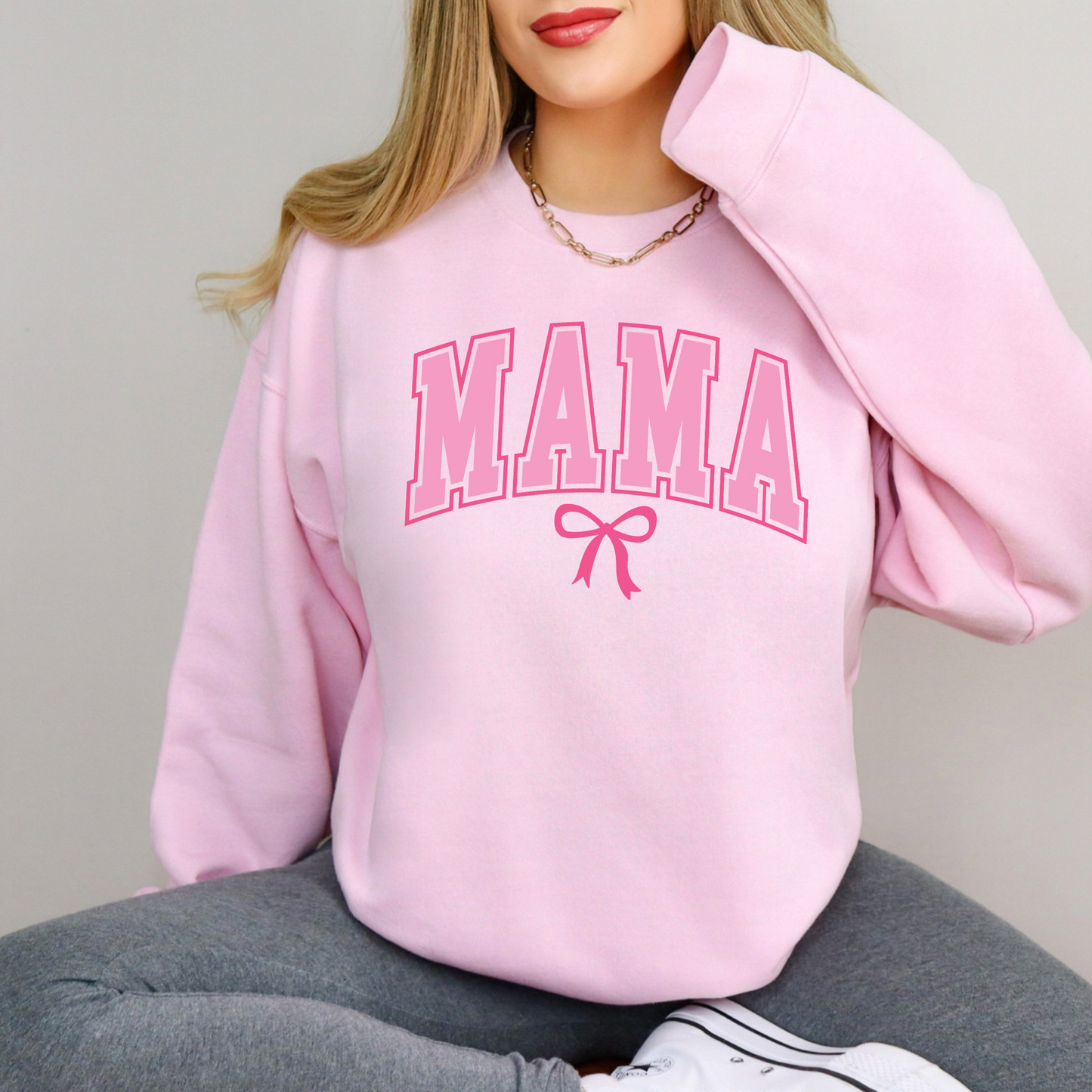 Pink Bow Mama Crewneck Sweatshirt