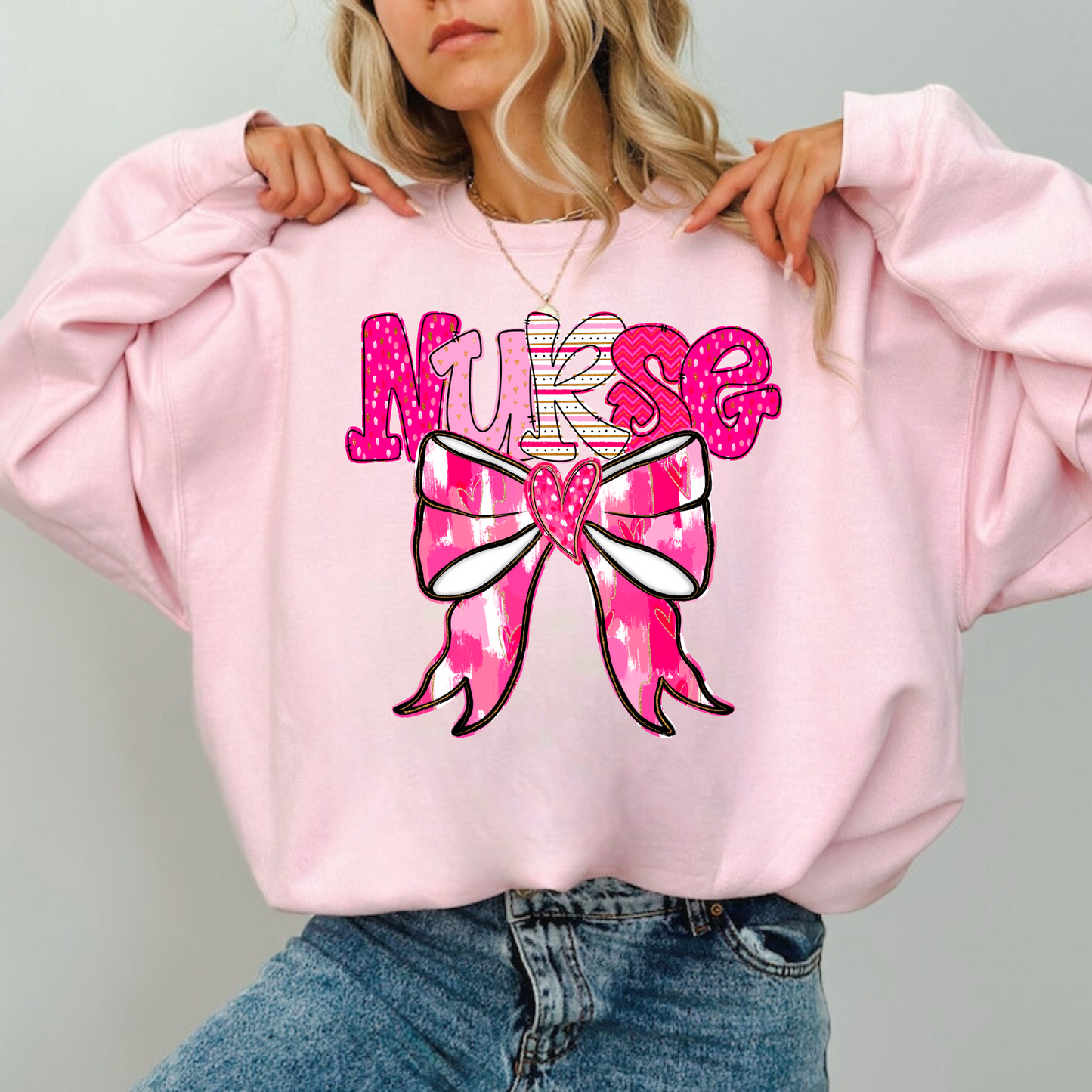 Valentine's Day Nurse Bow Stethoscope Sweatshirt