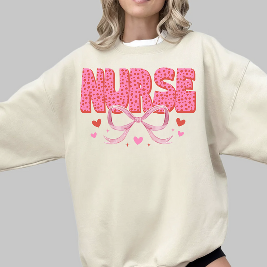 Nurse Bow Valentine's Day Crewneck Sweatshirt