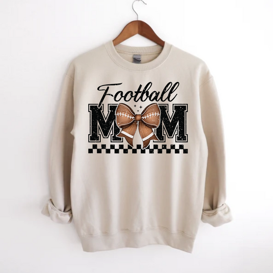 Football Mom Bow Crewneck Sweatshirt