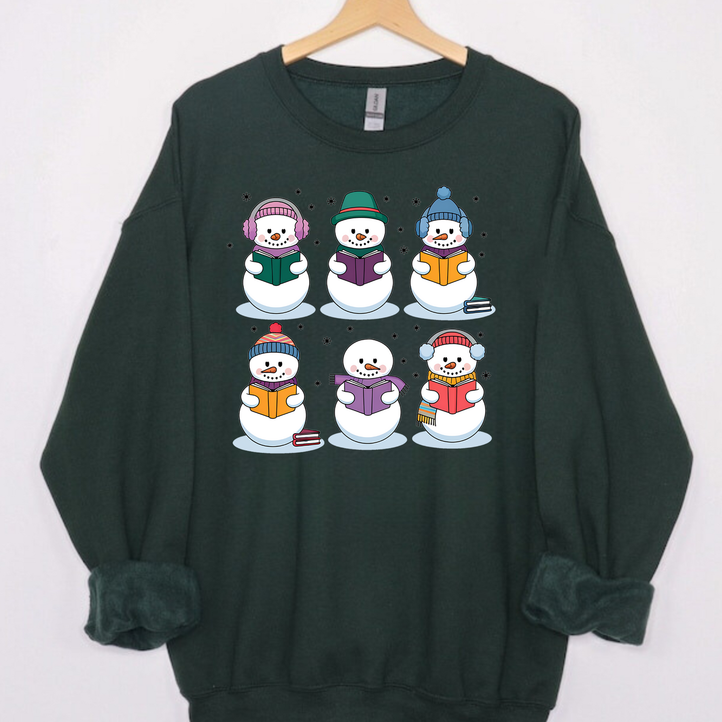 Reading Snowmen Sweatshirt | Cute Teacher Winter Sweatshirt