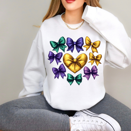 Mardi Gras Coquette Bow Sweatshirt