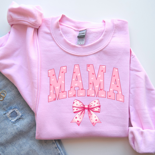 Valentine's Day Mama Bow Crewneck Sweatshirt