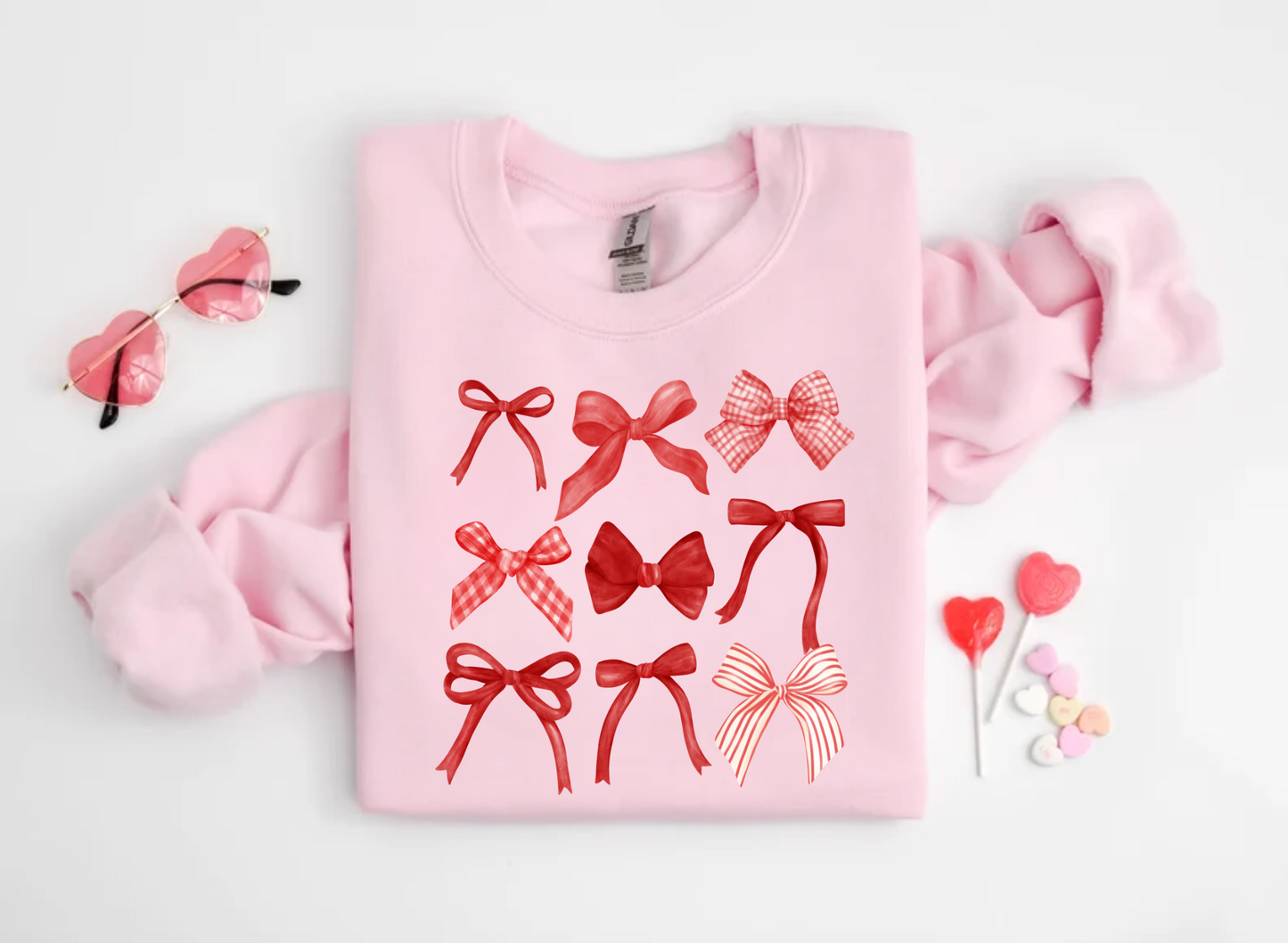 Coquette Bow Collage Valentine's Day Crewneck Sweatshirt