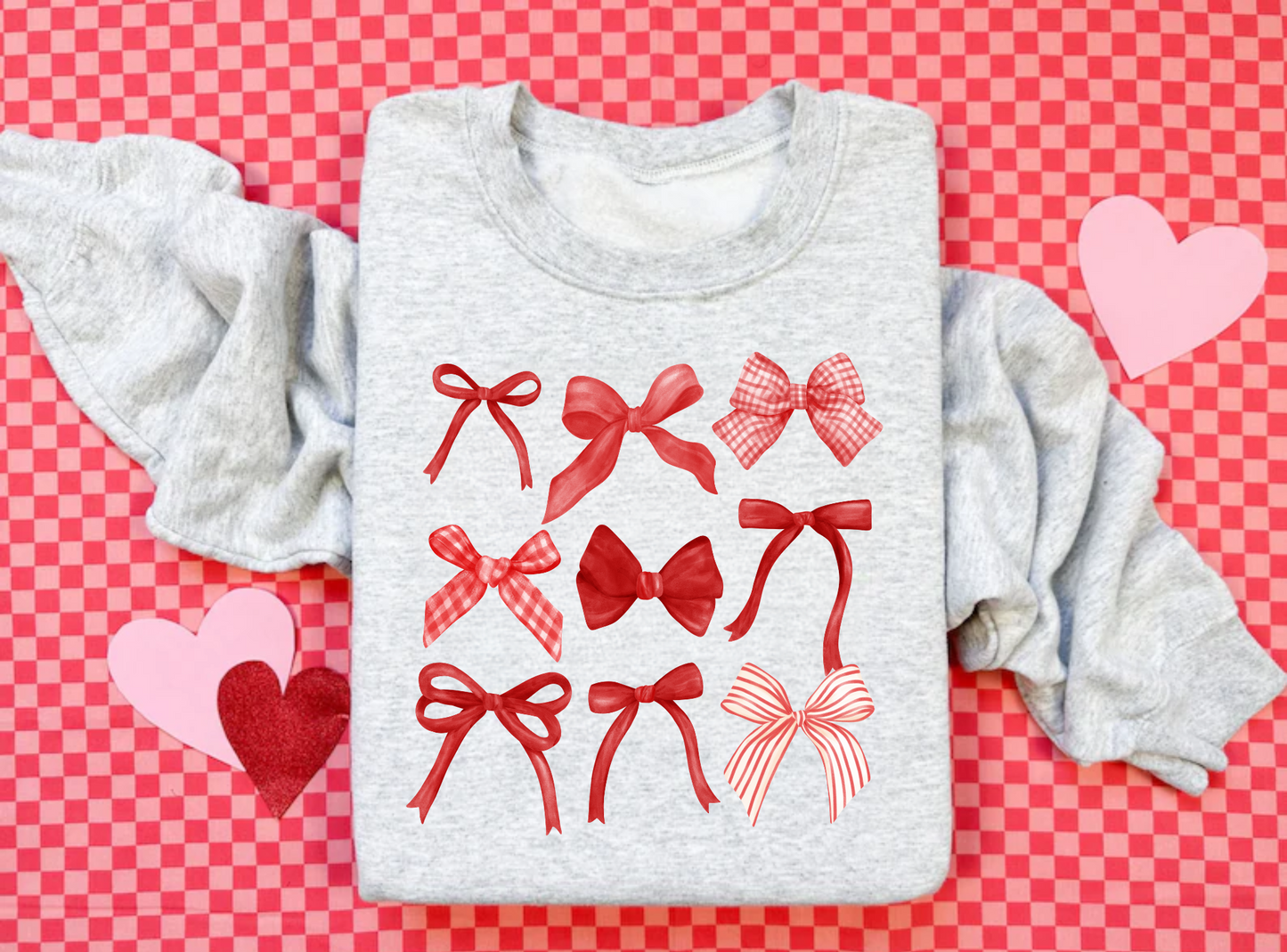 Coquette Bow Collage Valentine's Day Crewneck Sweatshirt