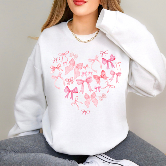 Valentine's Day Coquette Bow Heart Sweatshirt