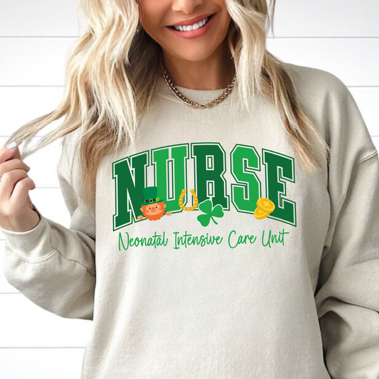 NICU nurse St. Patrick's Day crewneck sweatshirt