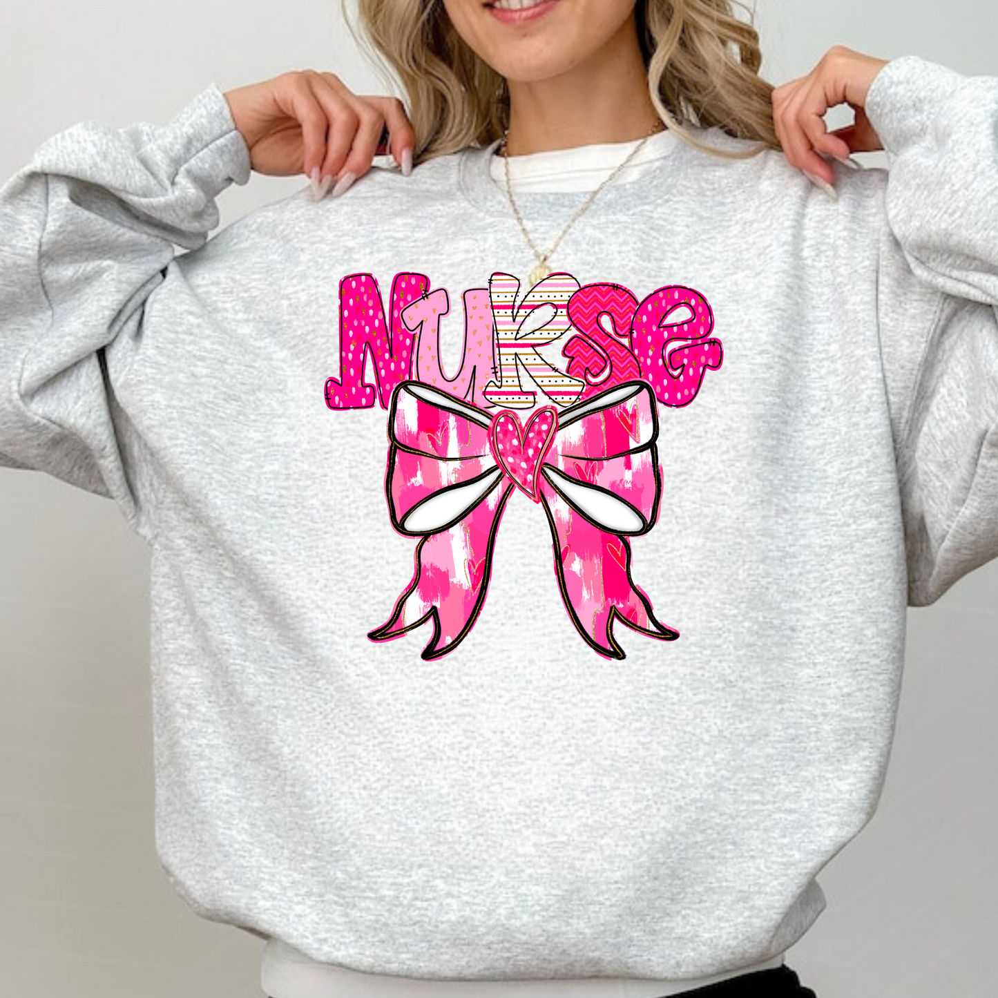 Valentine's Day Nurse Bow Stethoscope Sweatshirt