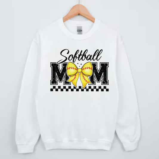 Softball Mom Bow Crewneck Sweatshirt