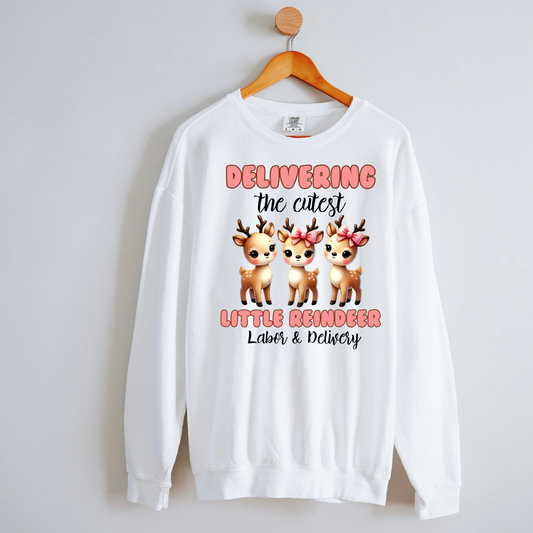 Christmas Reindeer Labor and Delivery Nurse Sweatshirt