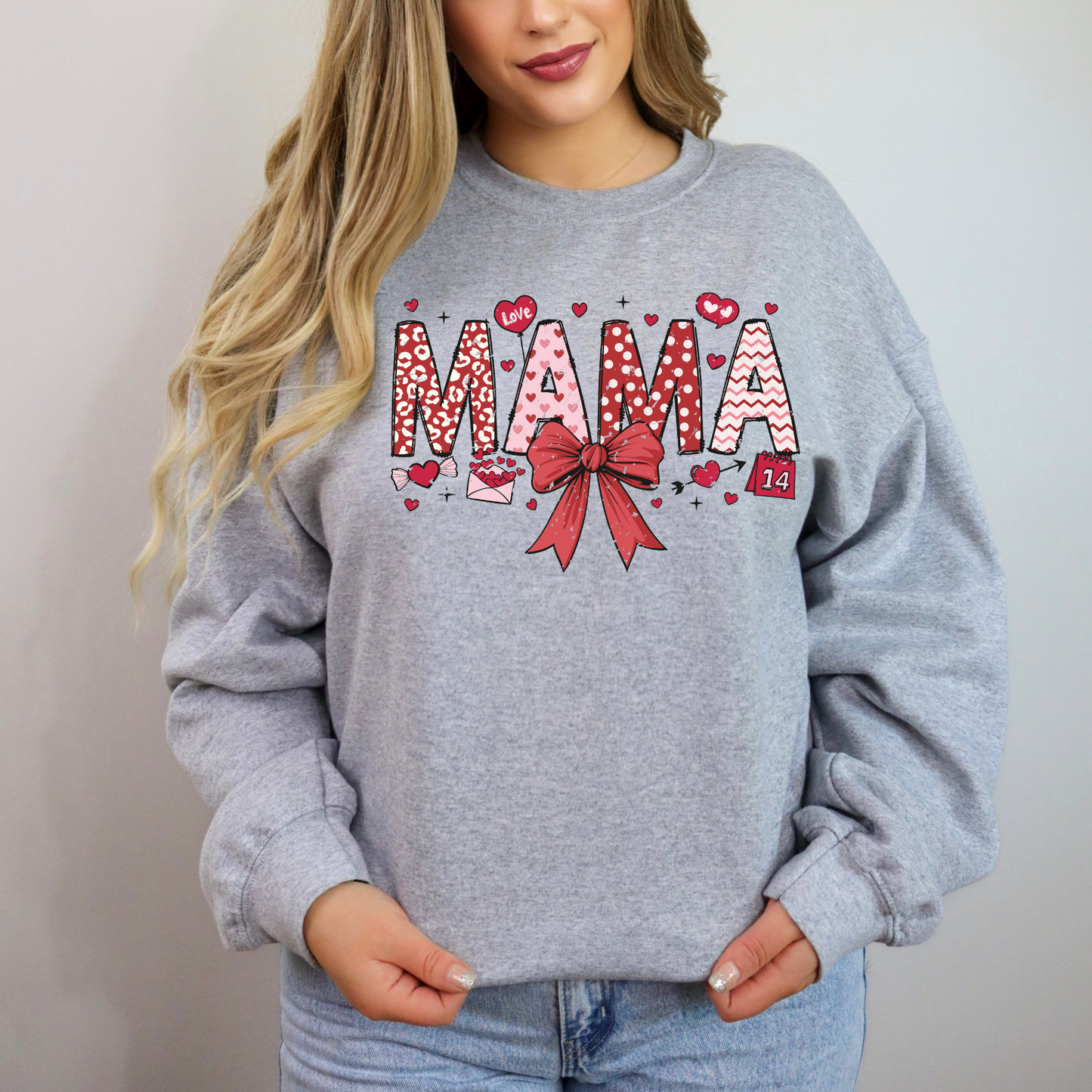 Valentine's Day Mama Crewneck Sweatshirt