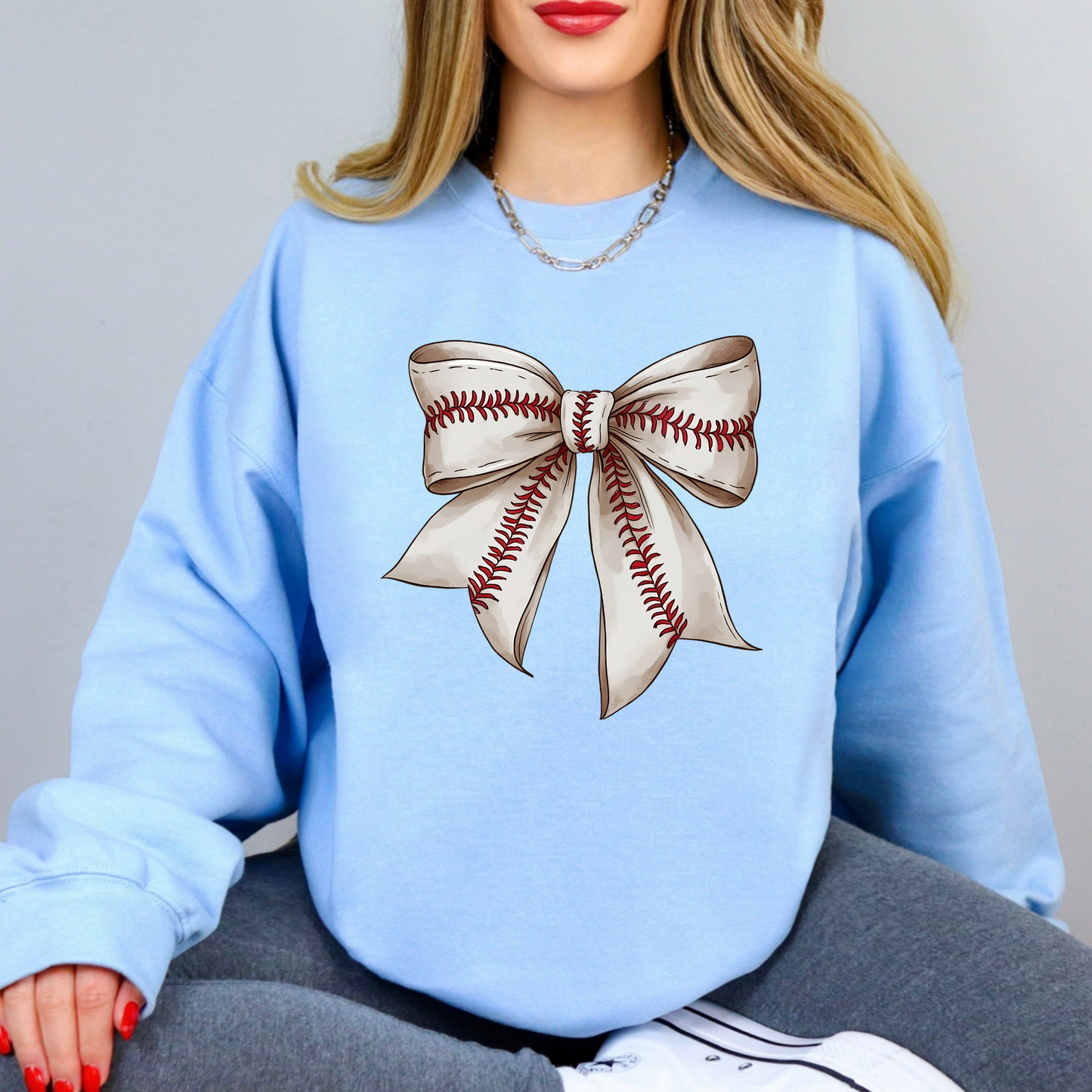 Baseball Bow Crewneck Sweatshirt