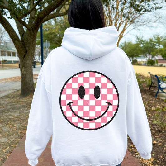 Retro Checkered Happy Face Hoodie