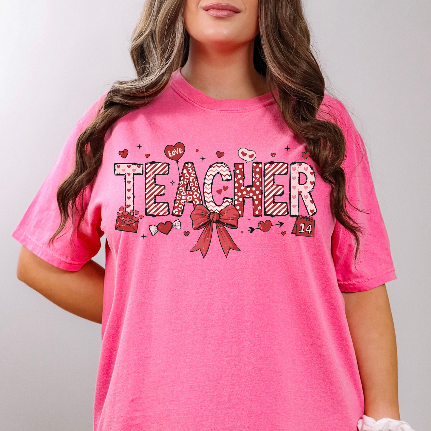 Valentine's Day Teacher Shirt with Bow