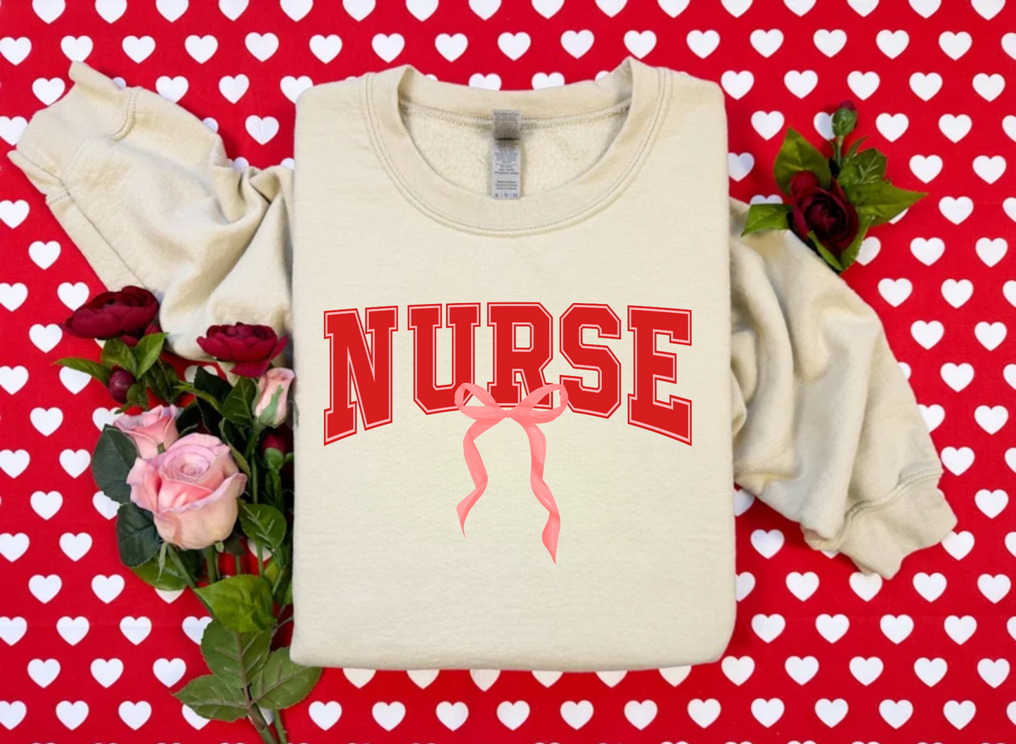 Nurse Red Bow Crewneck Sweatshirt