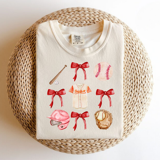 Baseball Coquette Bow Collage Shirt