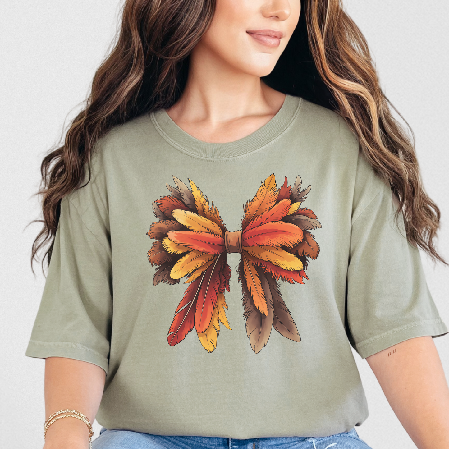 Turkey Feather Bow Thanksgiving Shirt | Coquette Thanksgiving Shirt