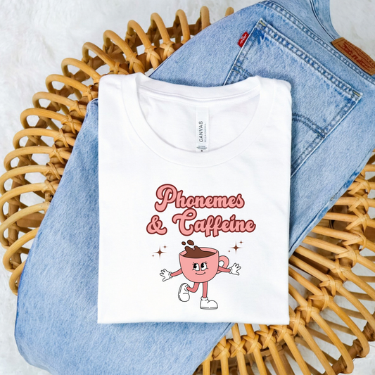 Phonemes and Caffeine Teacher Shirt Comfort Colors