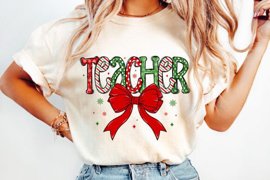 Teacher Christmas Bow | Teacher Christmas Shirt