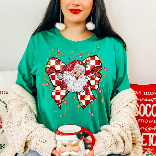 Christmas Santa Coquette Bow Shirt | Bella Canvas