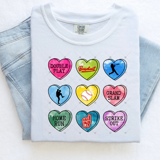 Baseball Valentine Candy Hearts Shirt