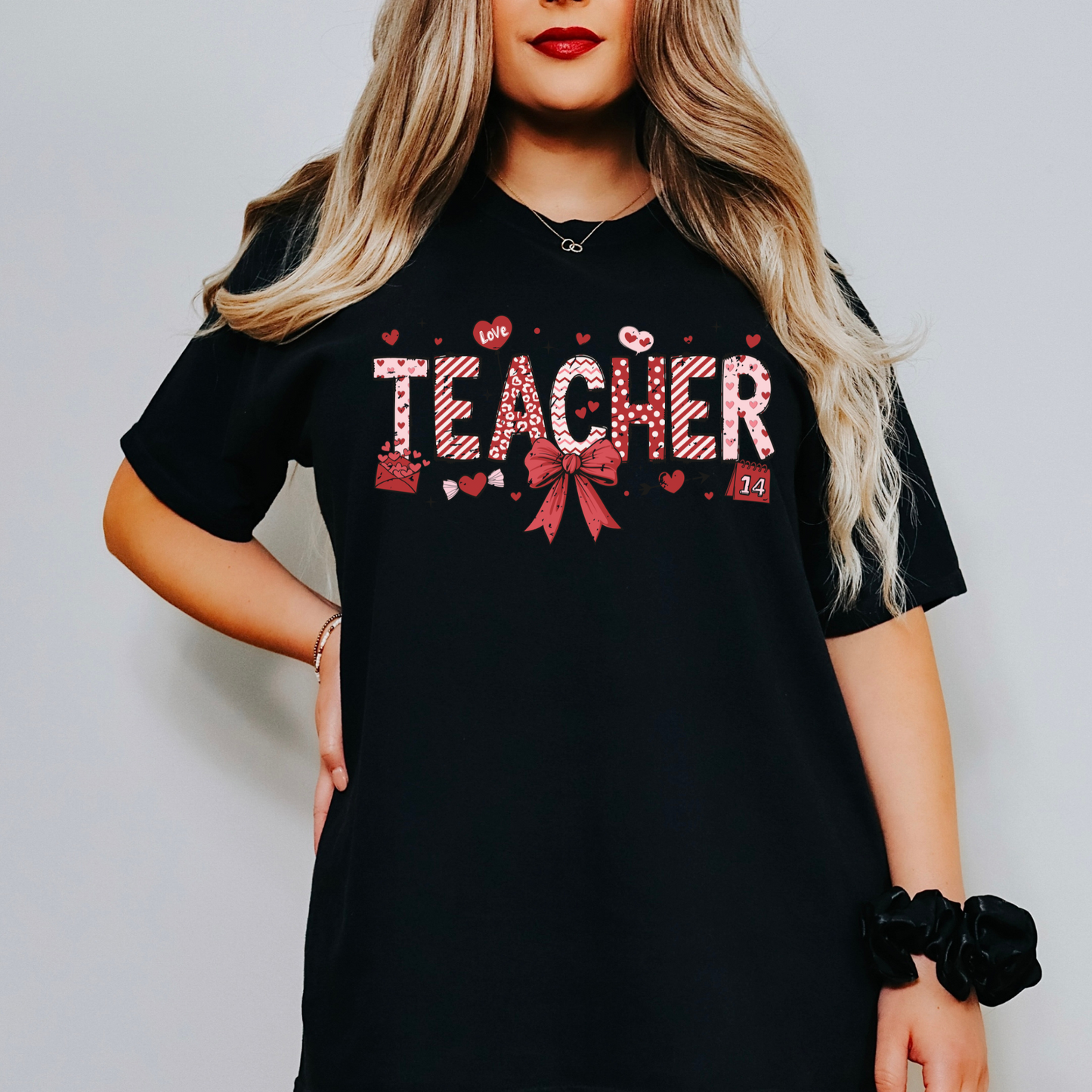 Valentine's Day Teacher Shirt with Bow