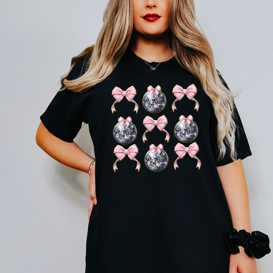 Disco Ball & Bow Shirt | New Years Shirt