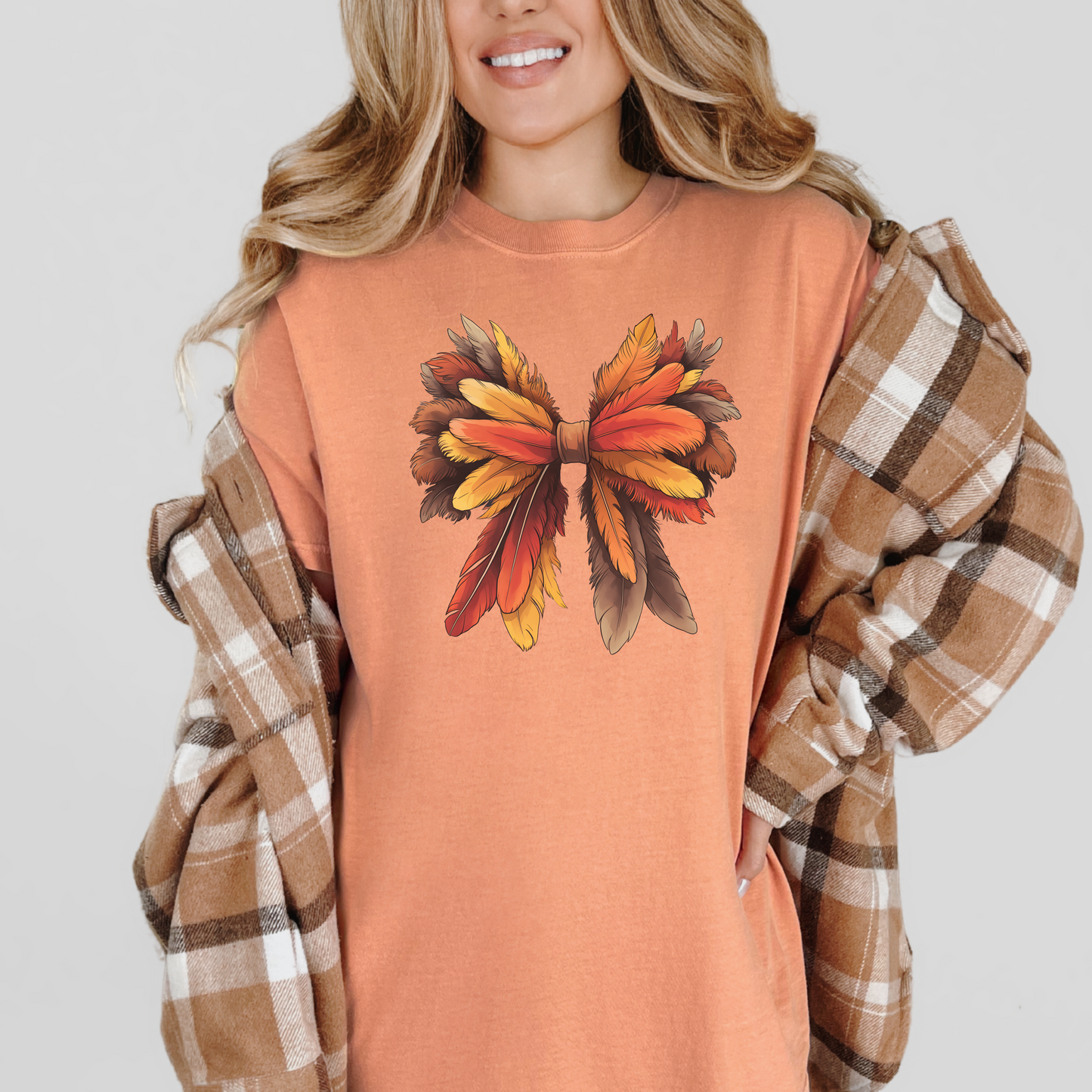 Turkey Feather Bow Thanksgiving Shirt | Coquette Thanksgiving Shirt