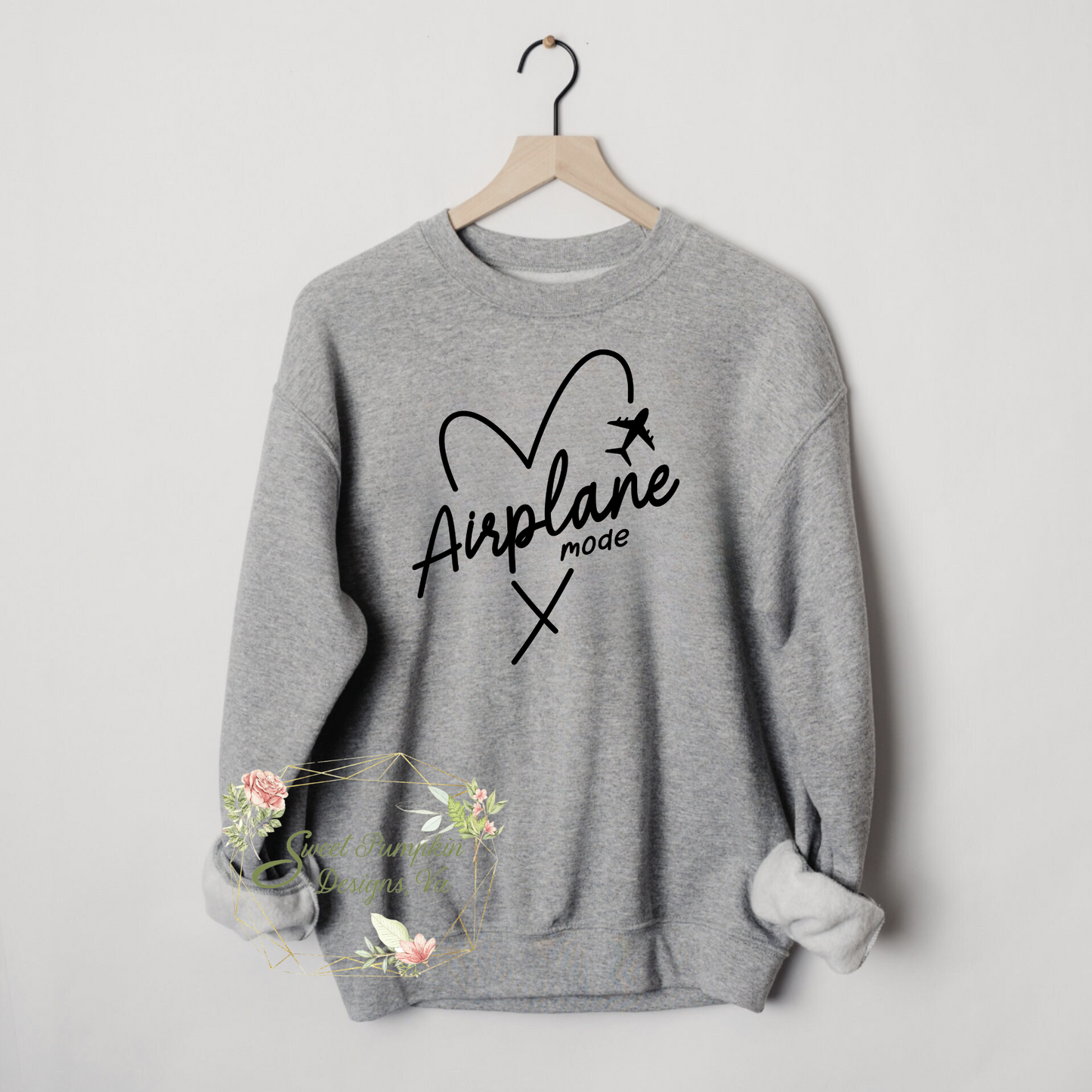 Airplane Mode Crewneck Sweatshirt for Travel Enthusiasts - cozy and comfortable travel clothes with bold lettering