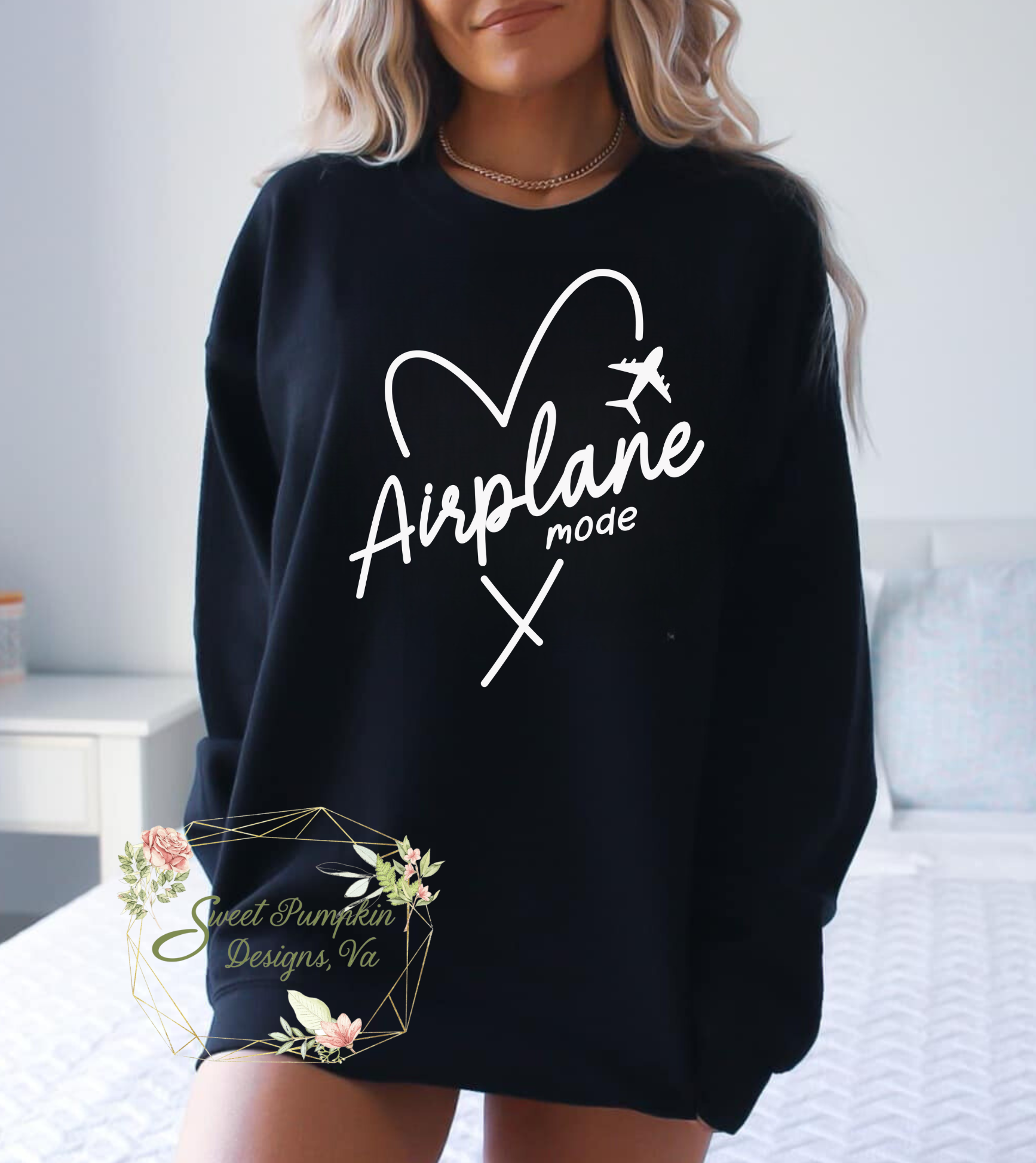 Airplane Mode Crewneck Sweatshirt for Travel Enthusiasts - cozy and comfortable travel clothes with bold lettering