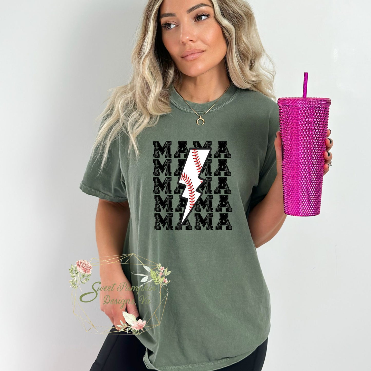 retro lightning bolt baseball mama shirt